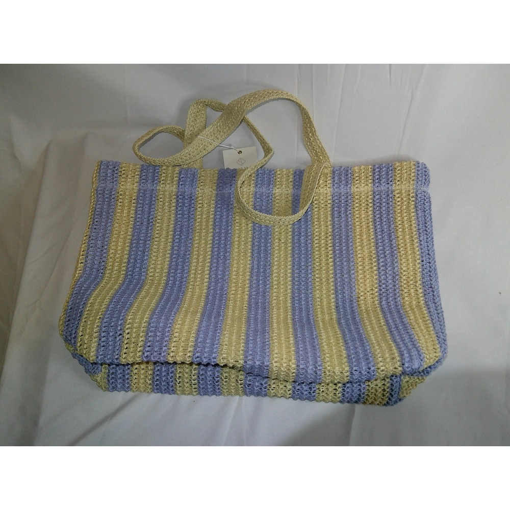 Styliné Striped Woven Tote Bag Lightweight Beach Travel Casual Purse NWY‎